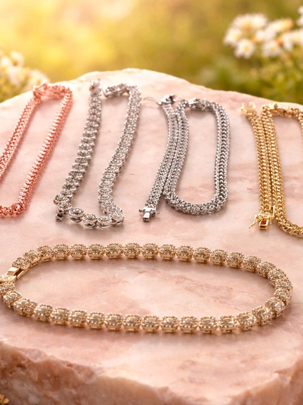 Classic Gold and Silver Filled Tennis Bracelet Set Jewelry.Each Set Cost $40